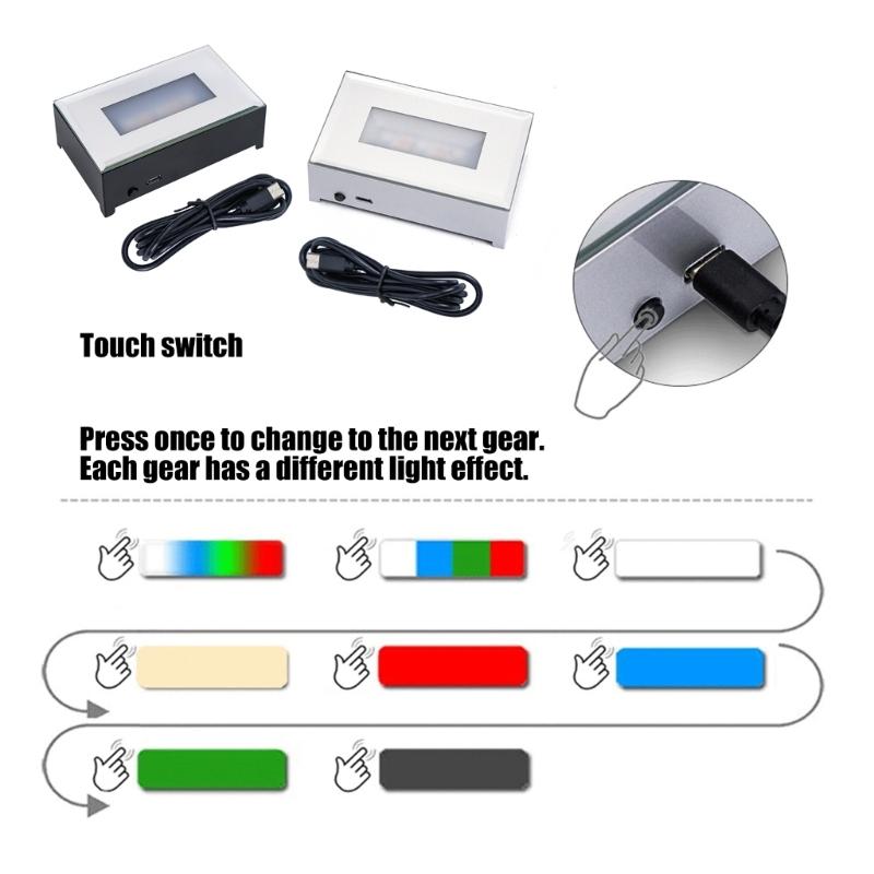 Rectangular 3D Engraved LED Adjustable Light Base for Jewelry Display with Multiple Color Options and USB Power Supply