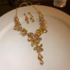 Elegant Rhinestone Inlaid Square Clavicle Necklace Set - Stylish, High-End Design for Women