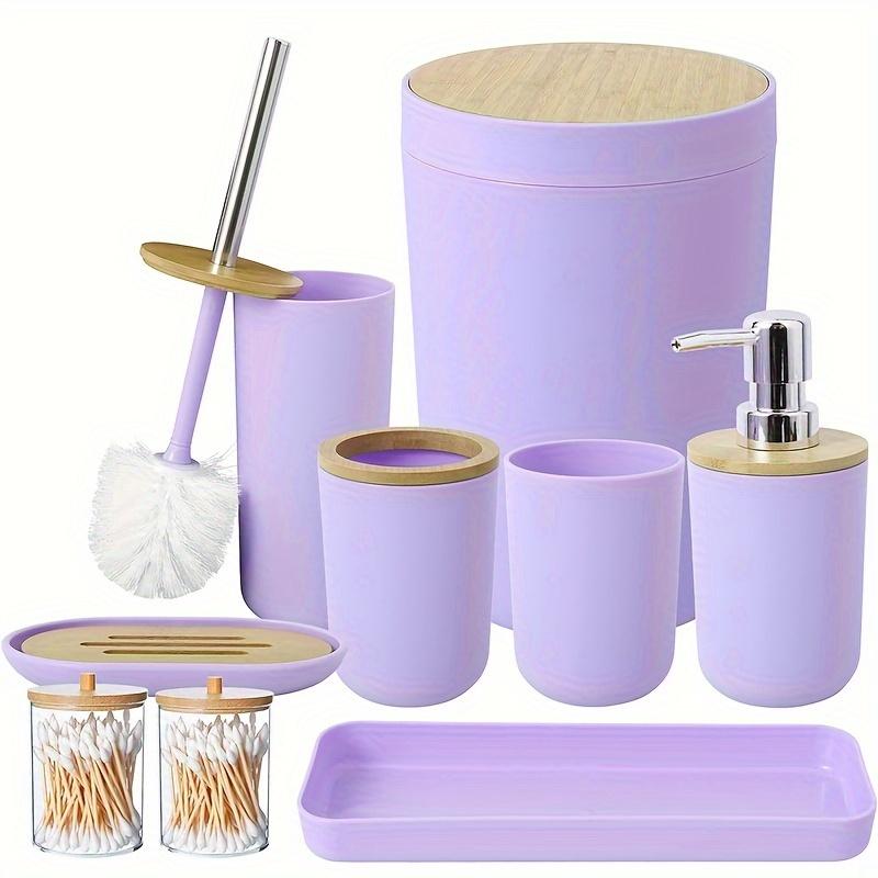Bathroom Accessories Set - with Trash Can Toothbrush Holder Soap Dispenser Soap and Lotion Set Tumbler Cup