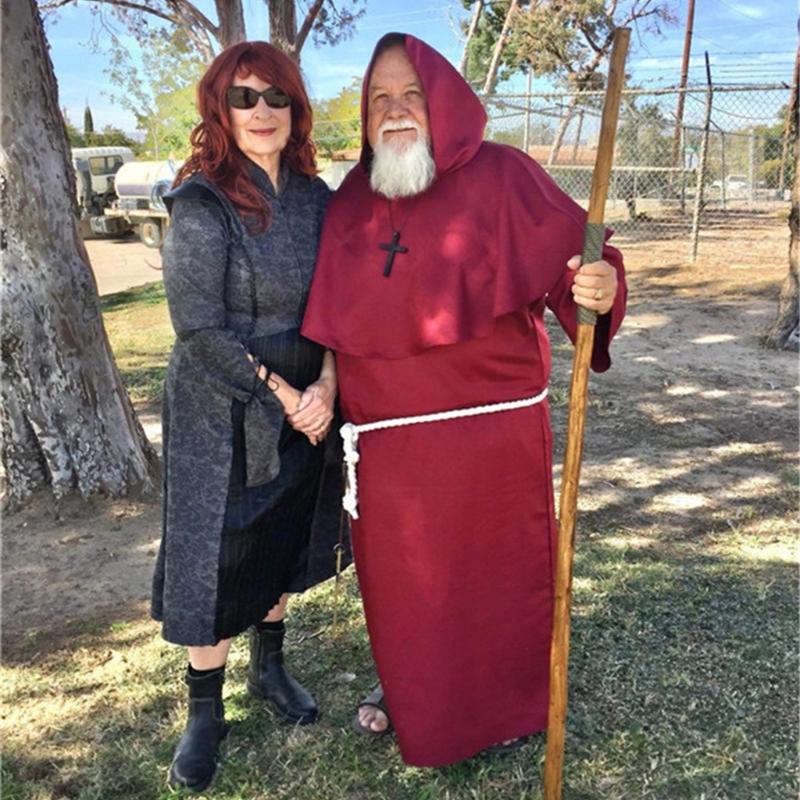 Wizard Costume Halloween Cosplay Medieval Friar Robe Priest Costume Ancient Clothing Christian Suit Cloak Halloween