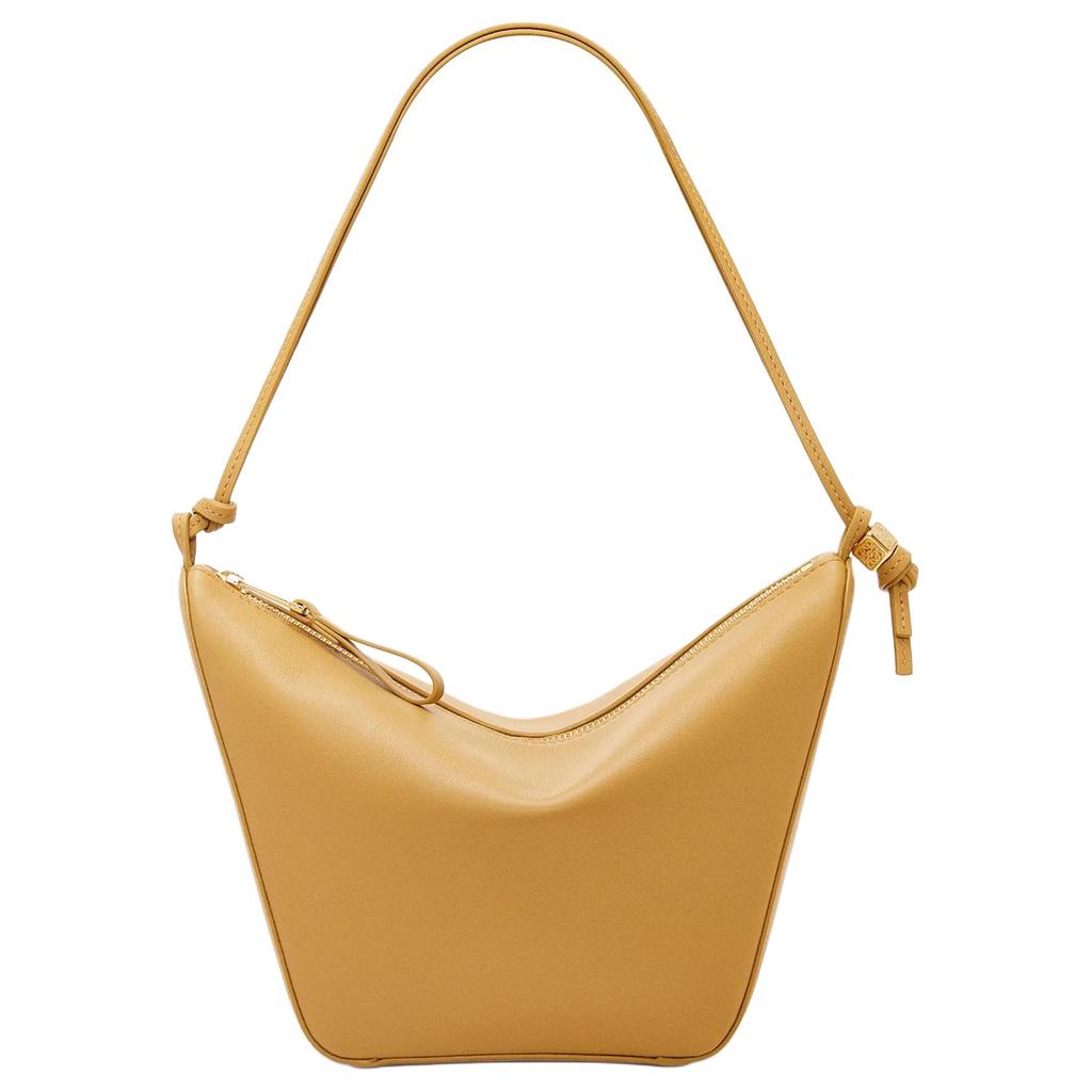 Loewe Hammock Embossed Letter Puzzle Zipper Closure Leather Hobo Bag Women Bags Desert-Yellow A538G13X01-6715