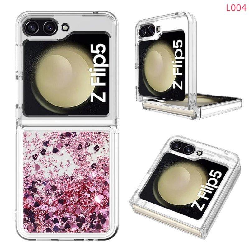 Luxuriöse Bling Quicksand transparente Handyhülle für Samsung Z Flip 5, Silikon-Glitzer-Anzug für Samsung Galaxy Z Flip 4 Flip3, stoßfeste Abdeckung