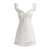 Practice, first love white dress, white suspender skirt with ruffle edge, short feminine French temperament fairy skirt