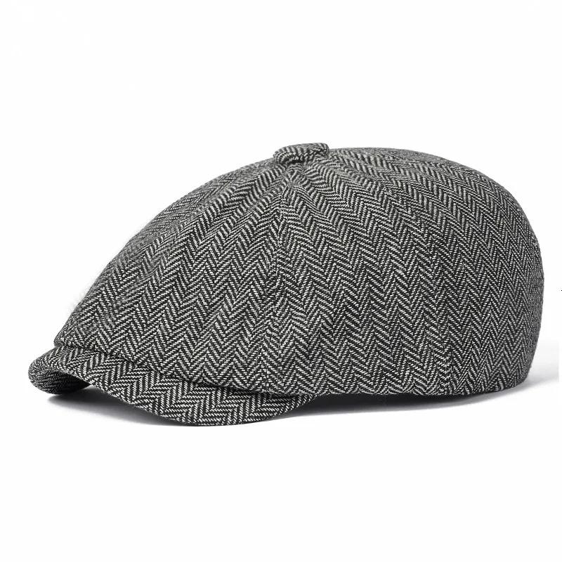 1pc Men Herringbone Beanie Cap Warm Easy To Carry Multifunctional Tweed Newsboy Hat,Suitable for Daily Wear,walking,playing Golf
