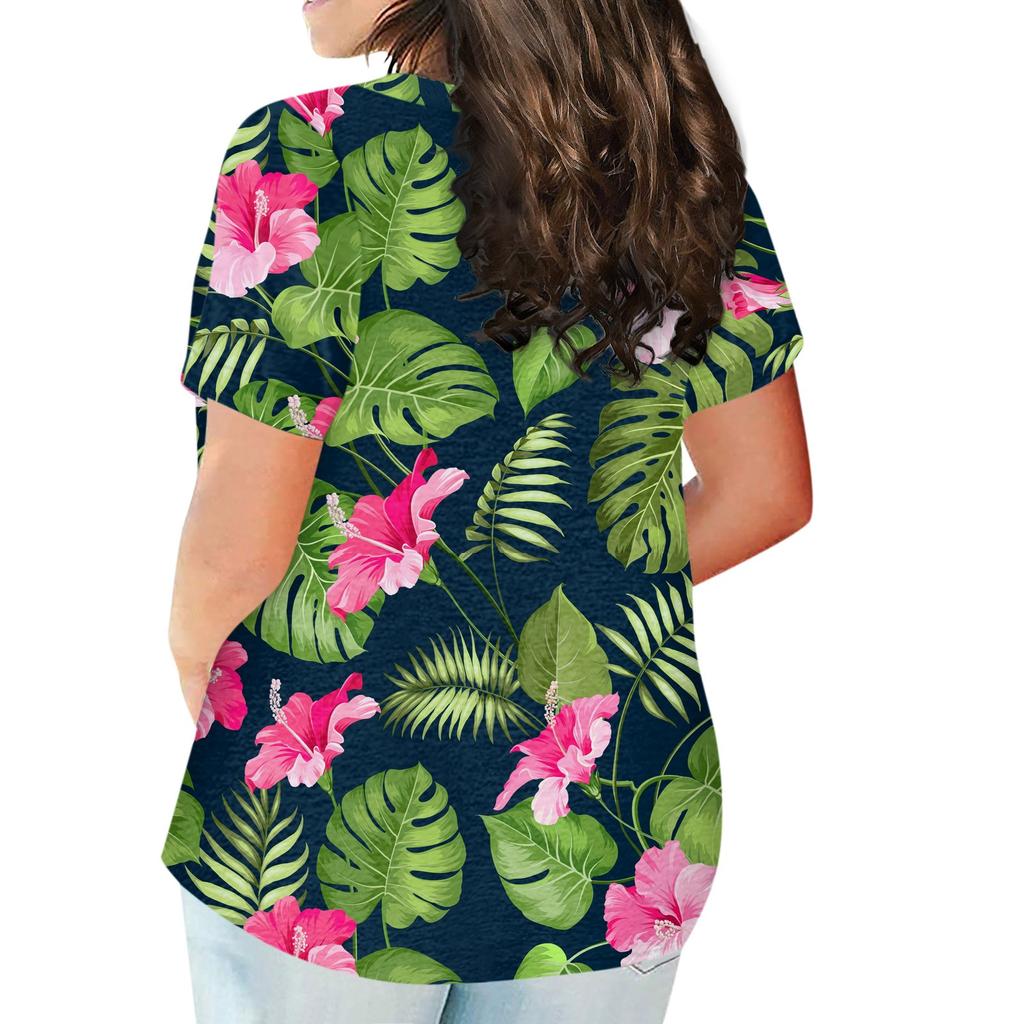 Damen-Kurzarmshirt, Rundhalsausschnitt, Übergröße, T-Shirt, bedruckt, lässige Oberteile