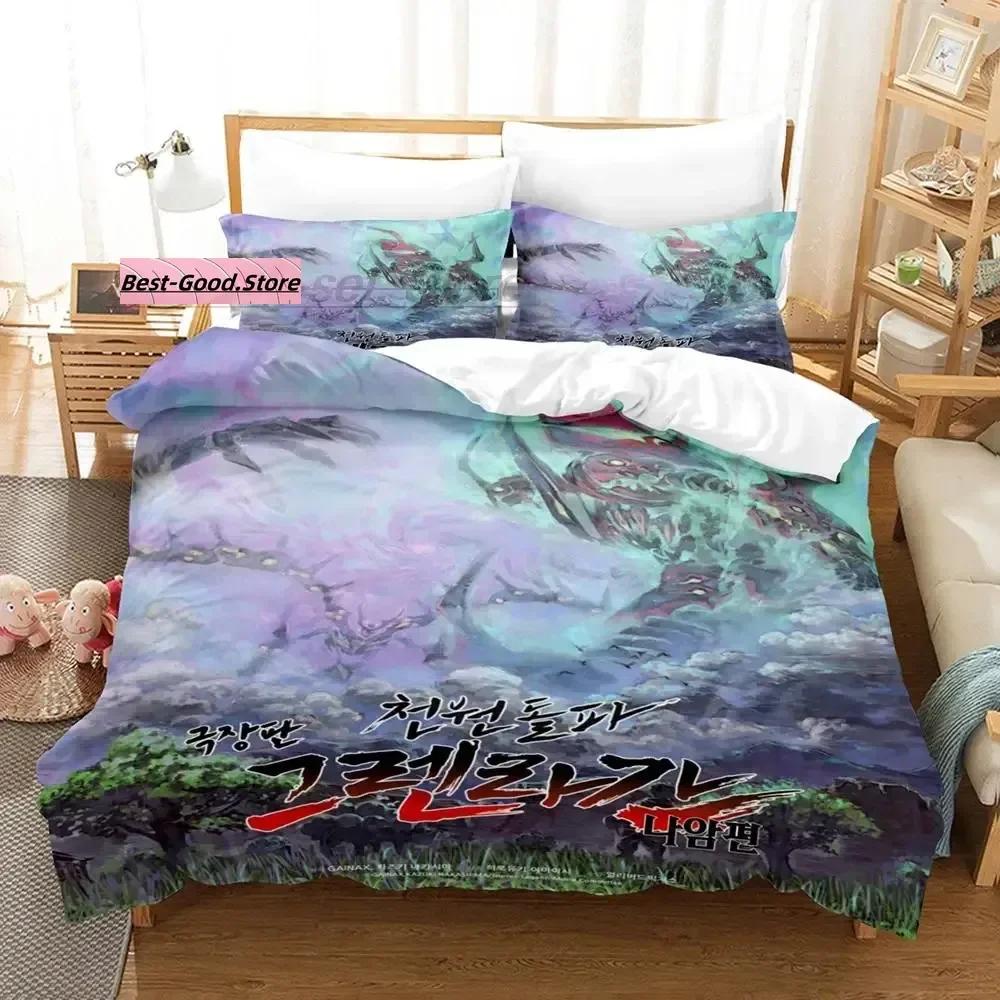 Nytt Tengen Toppa Gurren Lagann Sängklädesset Enkelt Twin Full Queen King Size Sängset Aldult Barn Sovrum 3D Anime Lakan Set