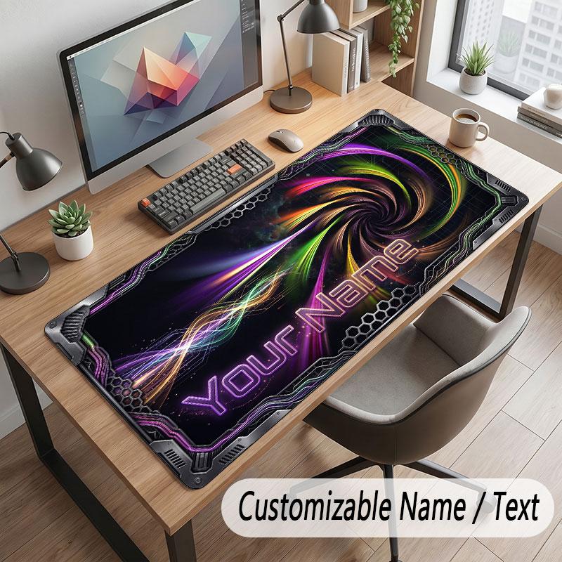 Neon Colorful Theme Customized Mouse Pad Personalized Print Name Text Desk Mat For Home Office Table Decor
