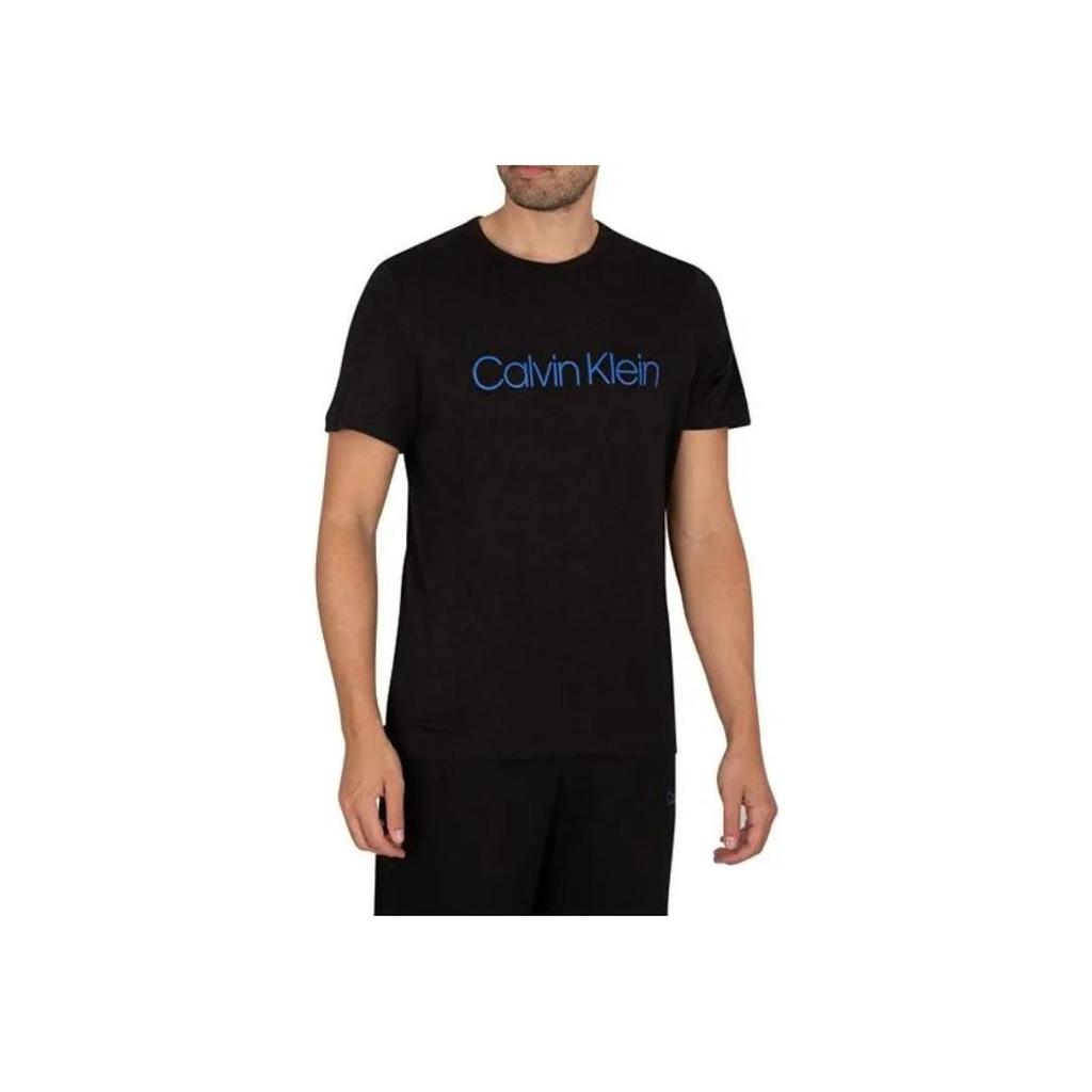 Calvin Klein Letter Print Straight Cut Round Neck Short Sleeve T-Shirt Men Tops Black NM2095E-UB1