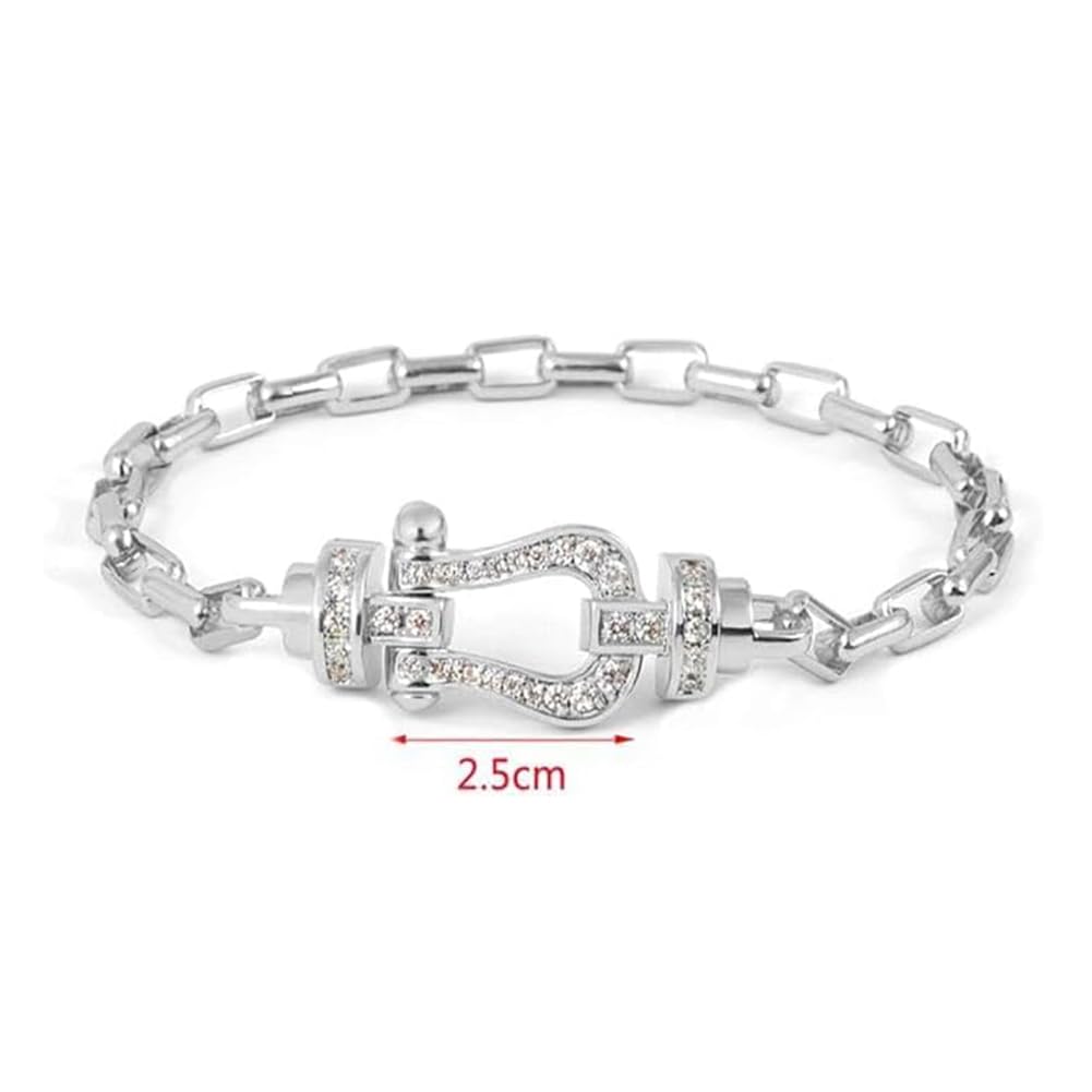 Symbol of Good Luck Horseshoe Bracelet for Women Stainless Silver Zirconia Horseshoe Bracelet Shiny CZ Diamond Bangle Horseshoe Hypoallergenic (Gold)