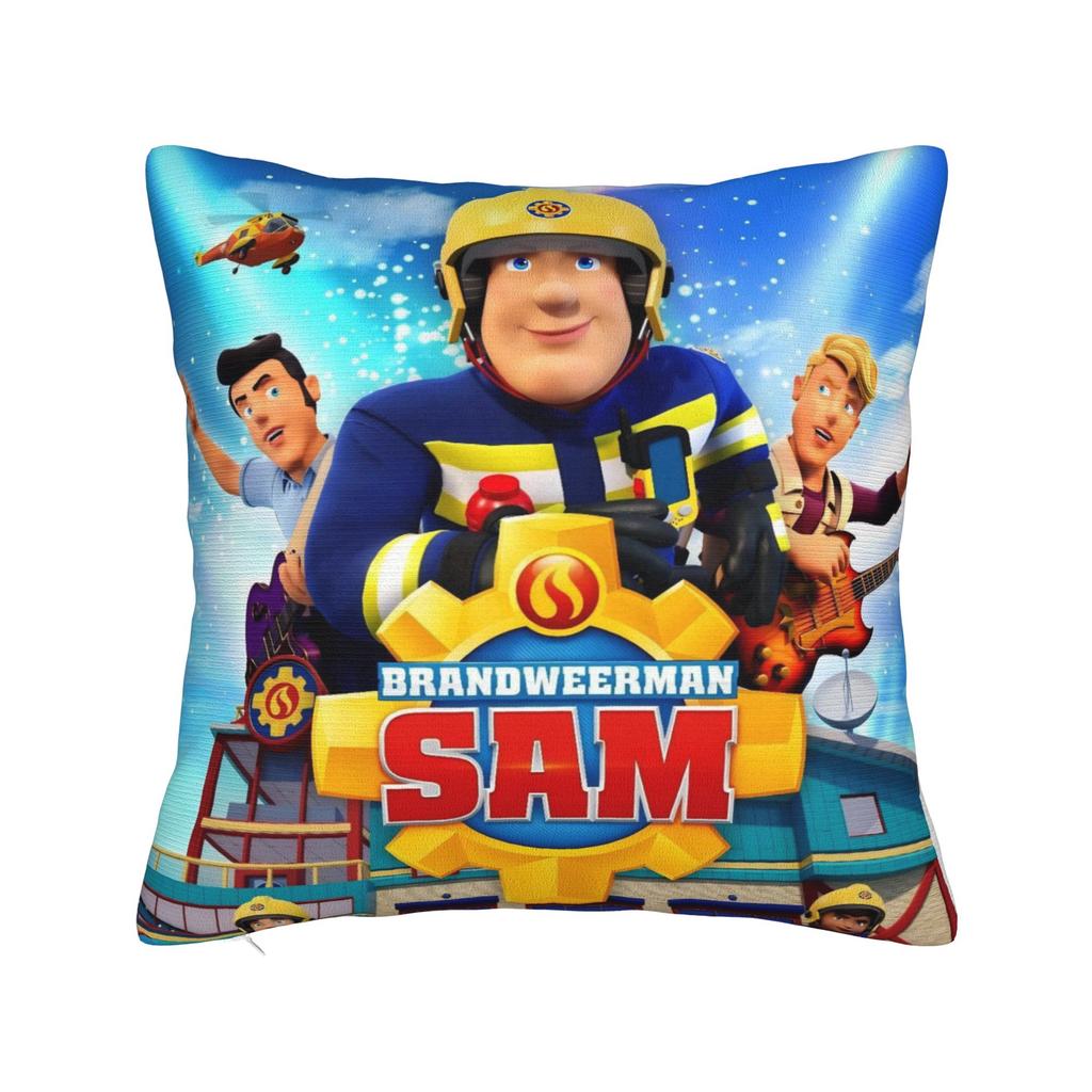 Fireman Sam Square Pillow Case Firefighters Cartoon Cushion Covers Awesome Zippered Decorative Pillowcase for Sofa 40*40cm