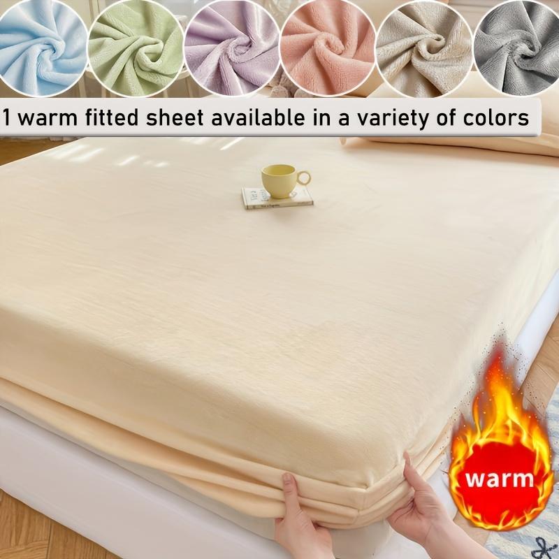 1pc Cozy Fitted Sheet Mattress Protector Soft Warm and Breathable Multiple Colors, Green, Purple, Gray Snug Fit for All Seasons Perfect for Bedrooms