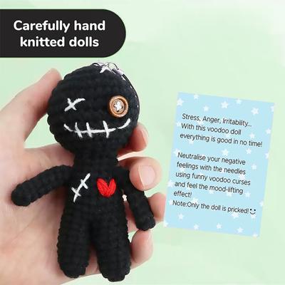 Positive Voodoo-Puppe Emotionale Unterstützung Voodoo-Puppe mit Nadeln Gehäkelte Voodoo-Puppe Inspirierendes Geschenk für Freunde Kollegen Stressabbau