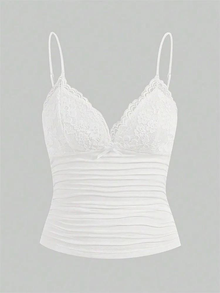 

Кроп-топ phumee Кружевной Ками Бесрукавный С открытой спиной A1812 L белый