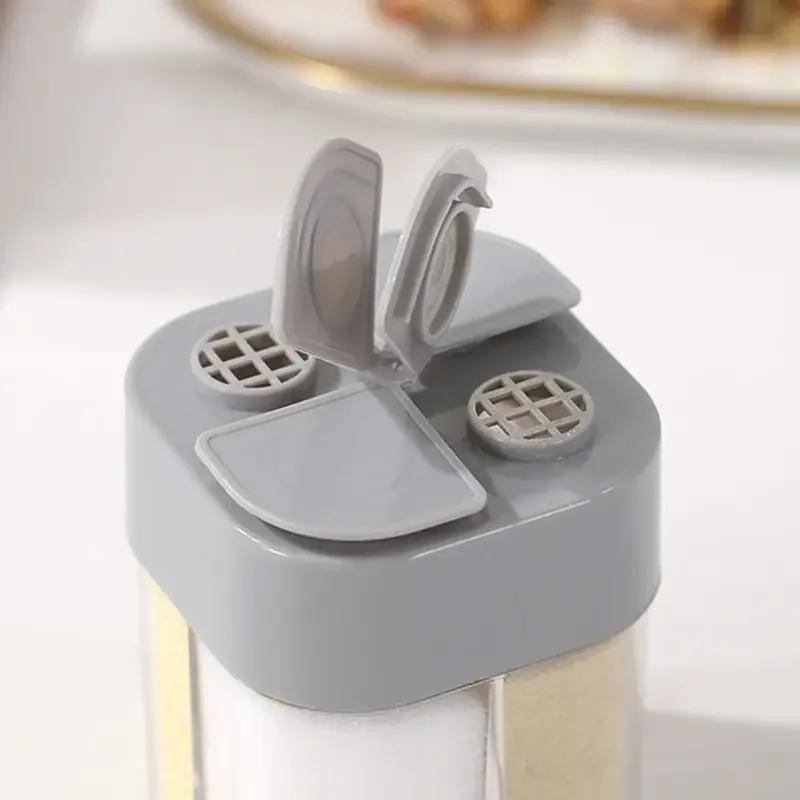 4 in 1 camping seasoning jar with lid transparent spice dispenser 4 compartment outdoor cooking barbecue salt and pepper shaker