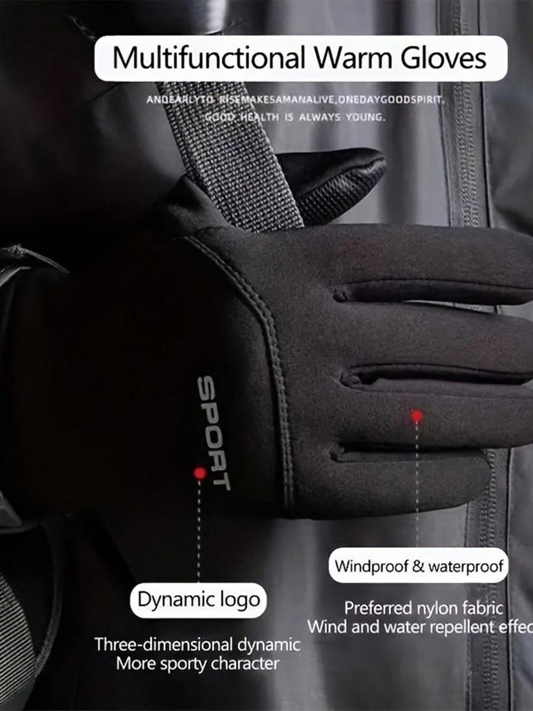 1Pair Winter Touch Screen Gloves - Windproof,Waterproof,Anti-Slip,Driving and Outdoor Activities,Zip Closure,Hand Washable