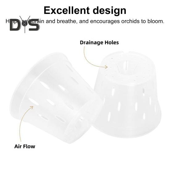 Čirý květináč na orchidej Opakovaně použitelný květináč na orchidej s otvory Plastový květináč s ventilací pro přesazování rostoucích vnitřních venkovních orchidejí
