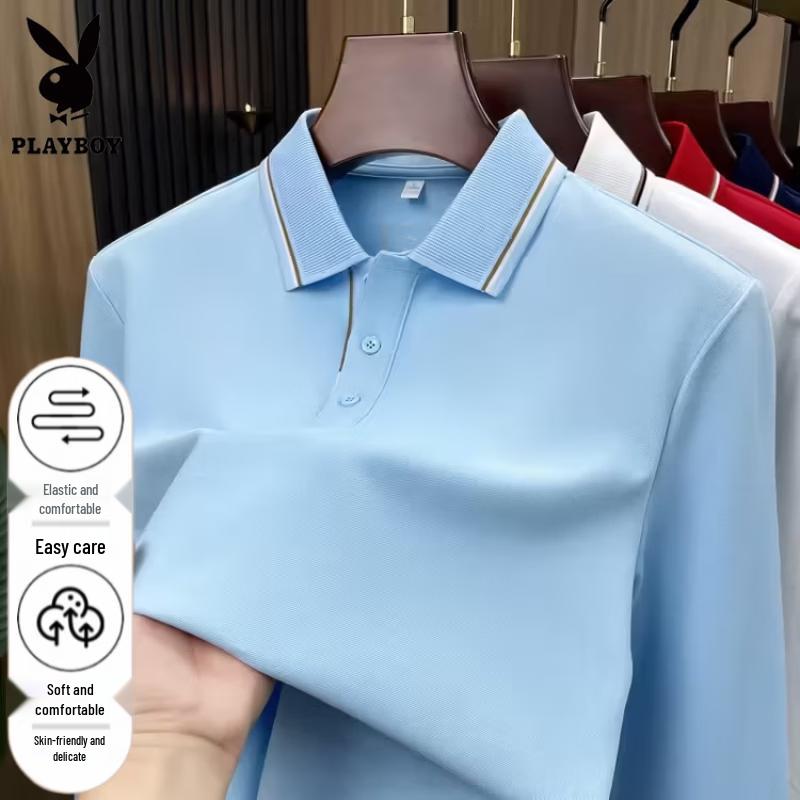 PLAYBOY Men's Long Sleeve Polo T-Shirt