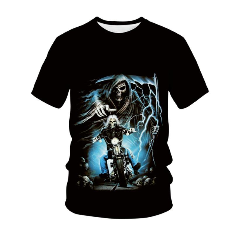 Neue männer Casual T-shirt Schädel Rock Straße Band 3D Druck Hip Hop Klassische Vintage Oansatz Lose Top Kurzarm