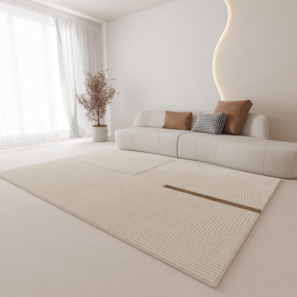 Cream Plush Non-Slip Luxury Living Room Carpet - Dirt-Resistant and Easy Care, 2024 Edition.