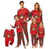 Christmas-print long-sleeve and long-pant matching family loungewear set