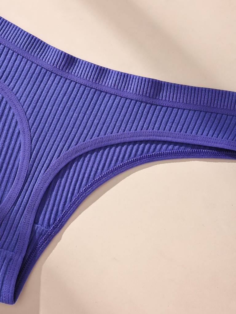 7 Stück Damen Strings Slips Baumwolle Gestreift Unterwäsche Sexy Unterhosen Einfarbiges Höschen Weiche G-Strings Damen Dessous Übergröße XS-XL
