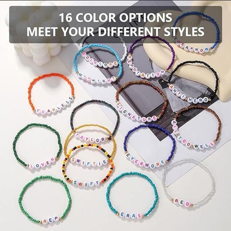 16-teiliges Taylor-Freundschaftsarmband, vom TS-Album inspiriertes Armbandset, Lover Fearless 1989 Speak Now Tour-Armbänder, Musikfestival-Armbänder