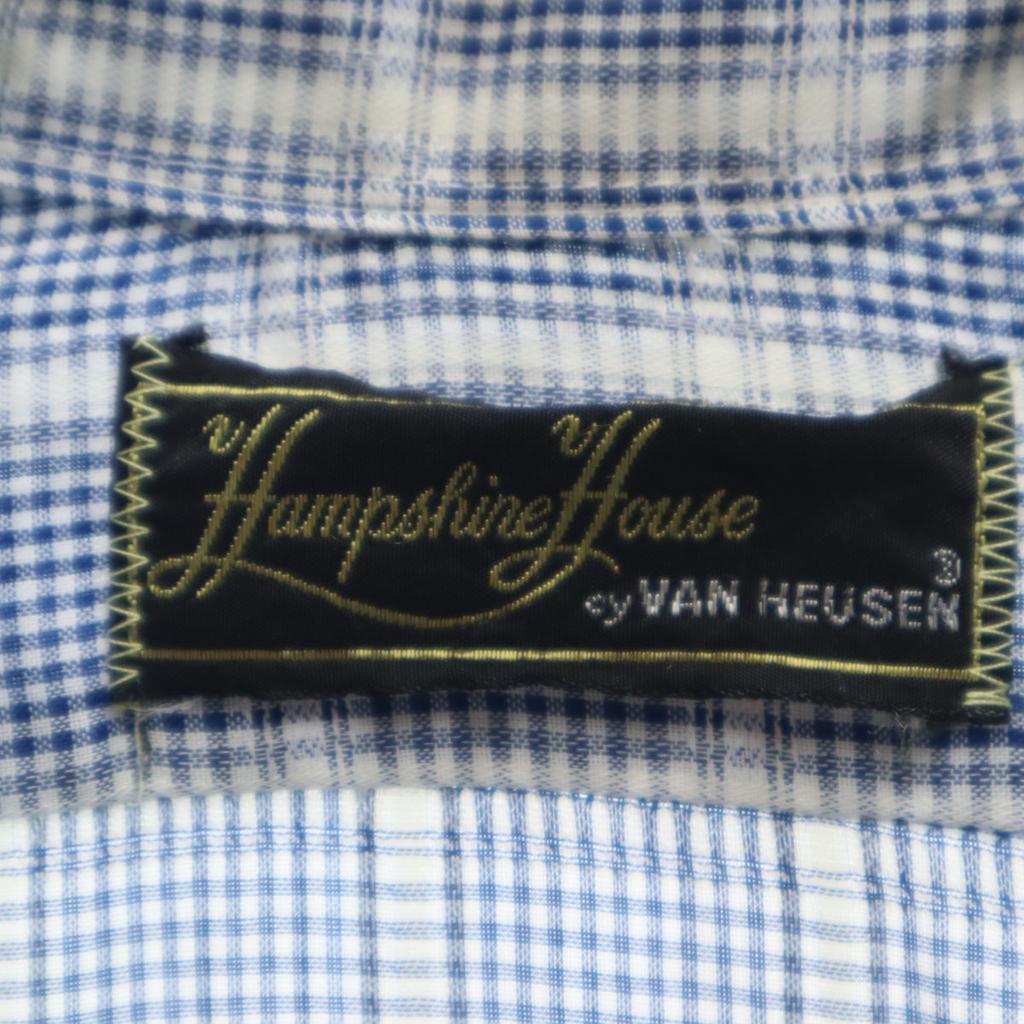 VAN HEUSEN 60s 70s Vintage Collar Stuffers Check Pattern Long Sleeve Shirt Men's Used