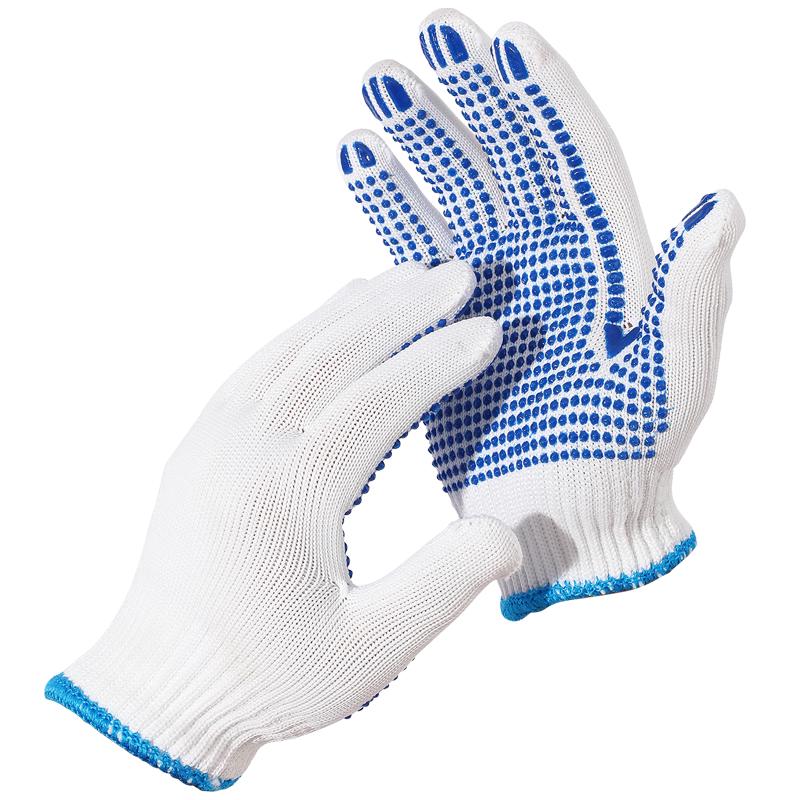 Deli Polyester Anti-Slip Work Gloves with PVC Dots - 12 Pairs