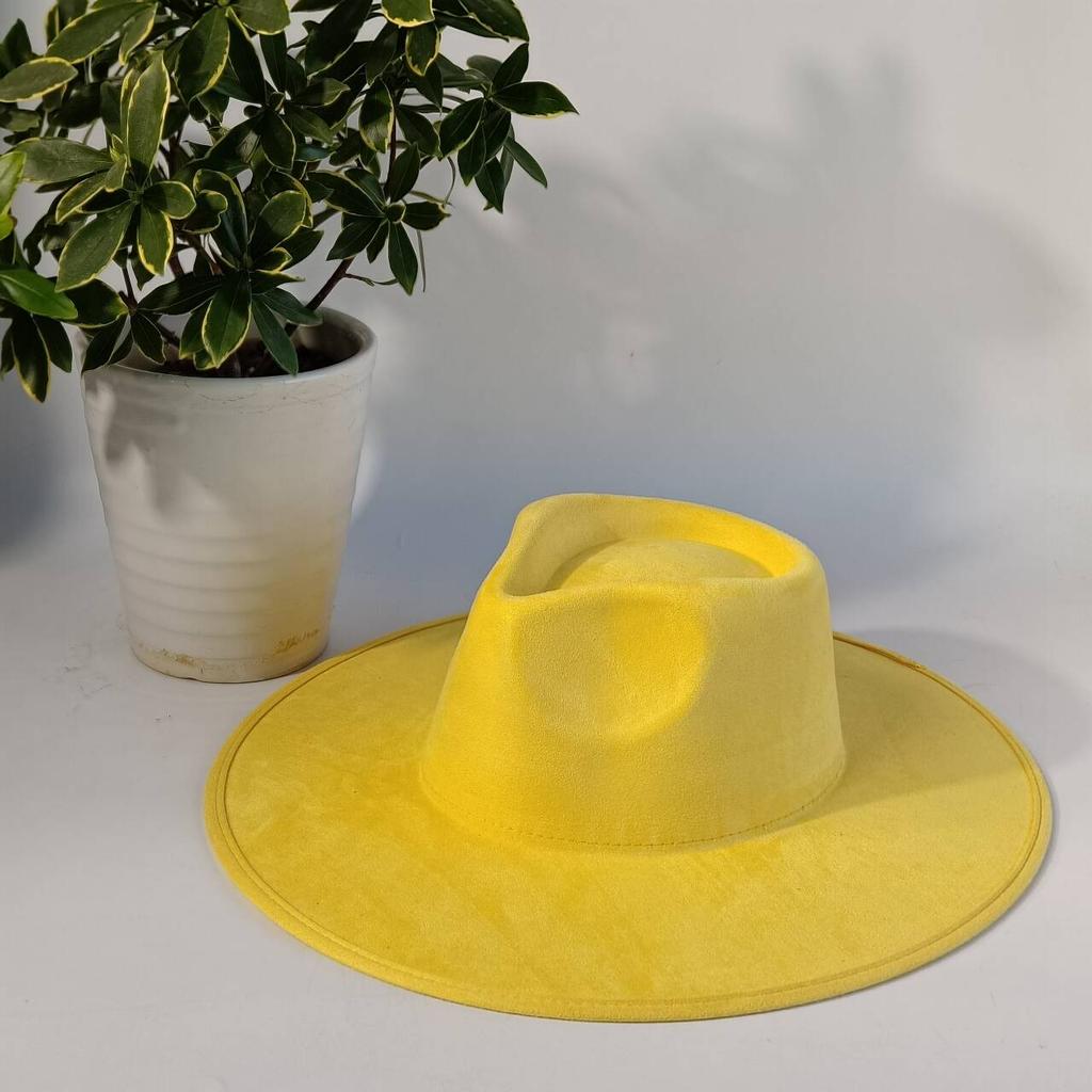 LIDHAY Western Style Suede Hat, Unisex Wide Brim Fedora Hat, Felt Panama Hat, Rancher Hat LIDHAY Western Style Suede Hat, Unisex