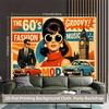 1 piece of 2D background fabric, polyester background fabric for a retro fashion music party banner from the 1960s