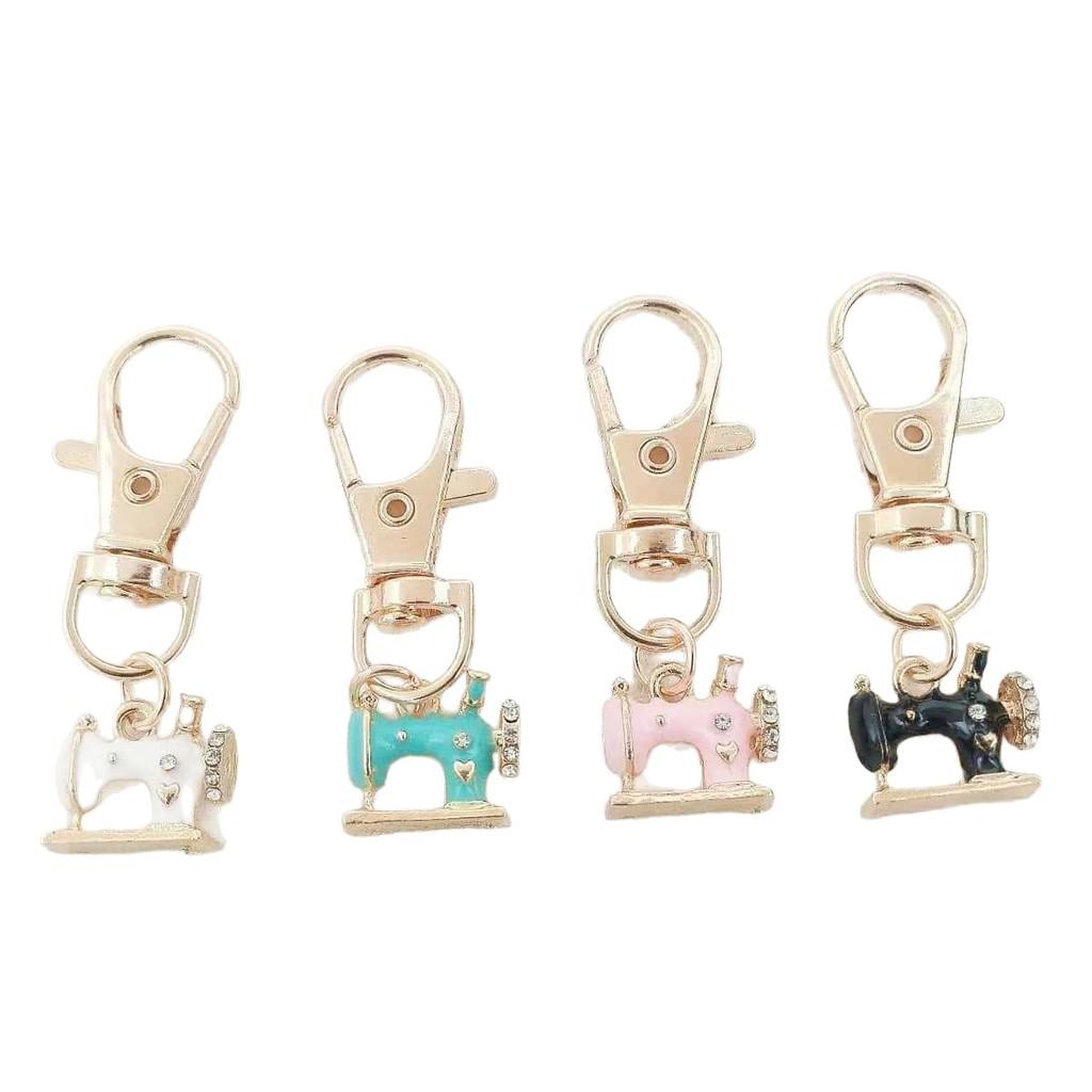 Modern Sewing Machine Glass Keychain With Alloy Pendant For Gift Giving And Daily Use