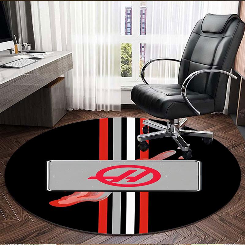 Haas F1 Racing Team Print Round Rug, Washable Floor Carpet, For Entryway Dorm Laundry Room Office Study, Home Decor Birthday Christmas Gift