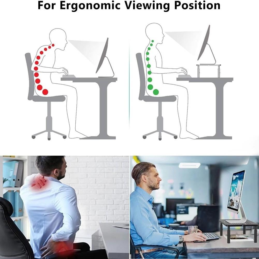 Heightening PC Monitor Holder Metal Laptop Cooling Bracket Multi-use Storage Rack