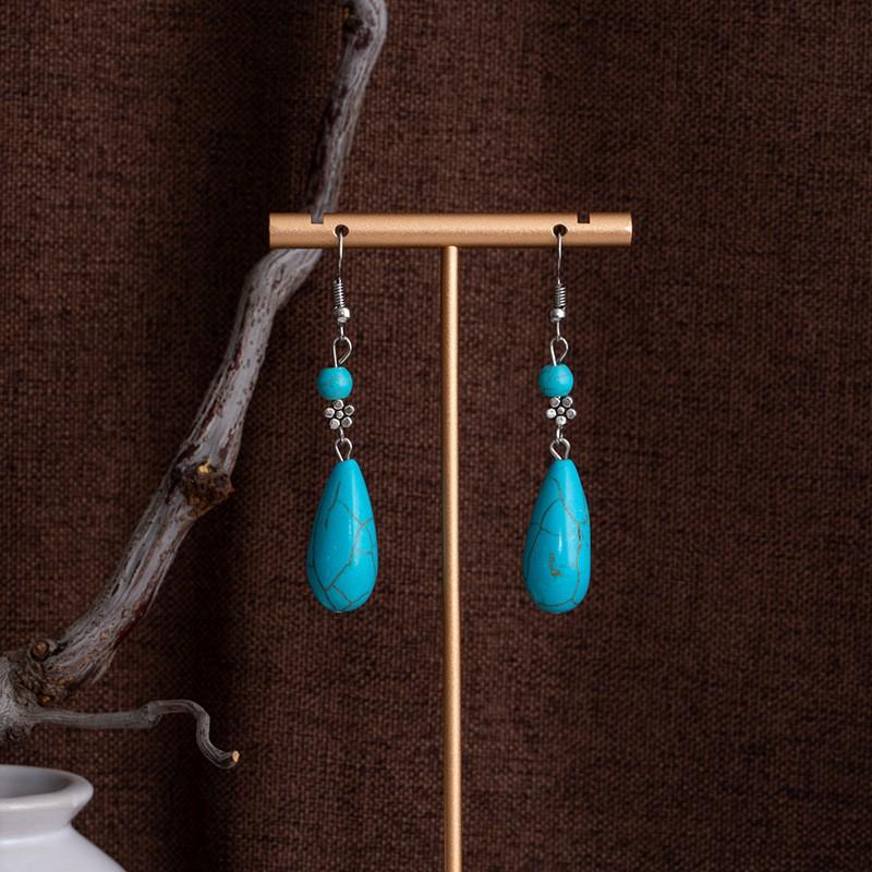Tibetan Ethnic Bohemian Tassel Turquoise Earrings