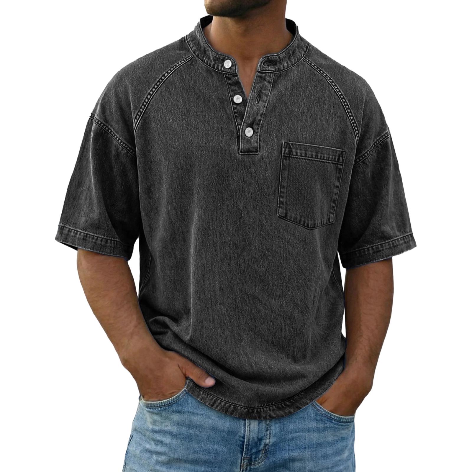 Мужской повседневный топ-свитер с воротником, короткий рукав, приталенный XXXL