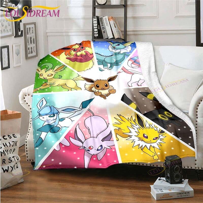Cartoon Pokemon Printed Pikachu Fleece Plush Blanket Soft Warm Blanket for Adults and Children Bedroom Sofa Gift  Picnic Blanket