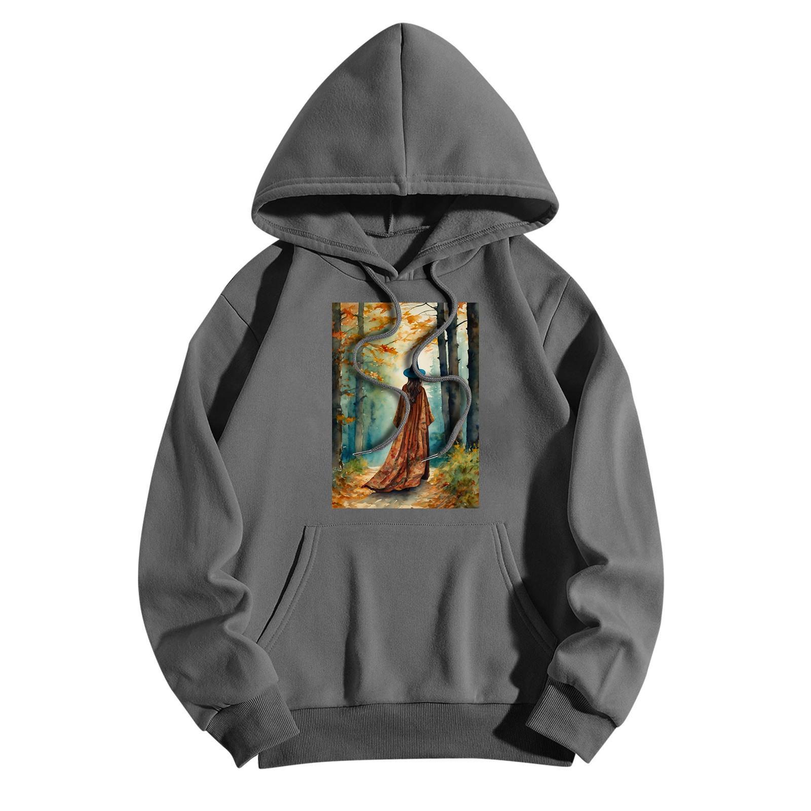 Женская модная повседневная толстовка с капюшоном и принтом ведьмы на Хэллоуин — фото 11