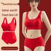Dragon Year Red Seamless Bridal Underwear Set: Women's No-Wire Bra & Thin Sports Vest