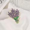 Purple Lavender Brooch for Women Shiny Crystal Decor Hypoallergenic Lapel Pin Suitable for Daily Wear Office Banquet