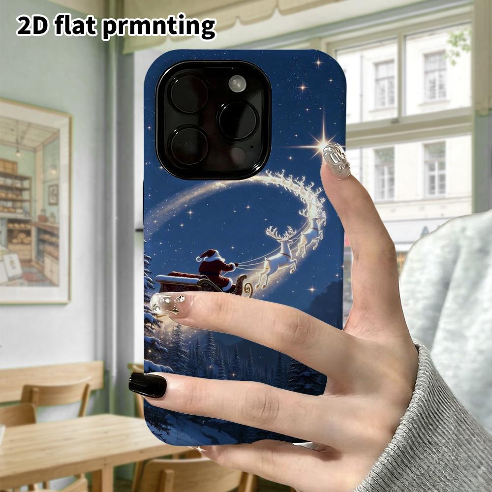 Phone Case: 2D Flat Design Suitable for iPhone 18, 17, 16, 15, 14, 13 Pro Film Protective Case, Couple Style, Night Sky Dash, Christmas and Halloween