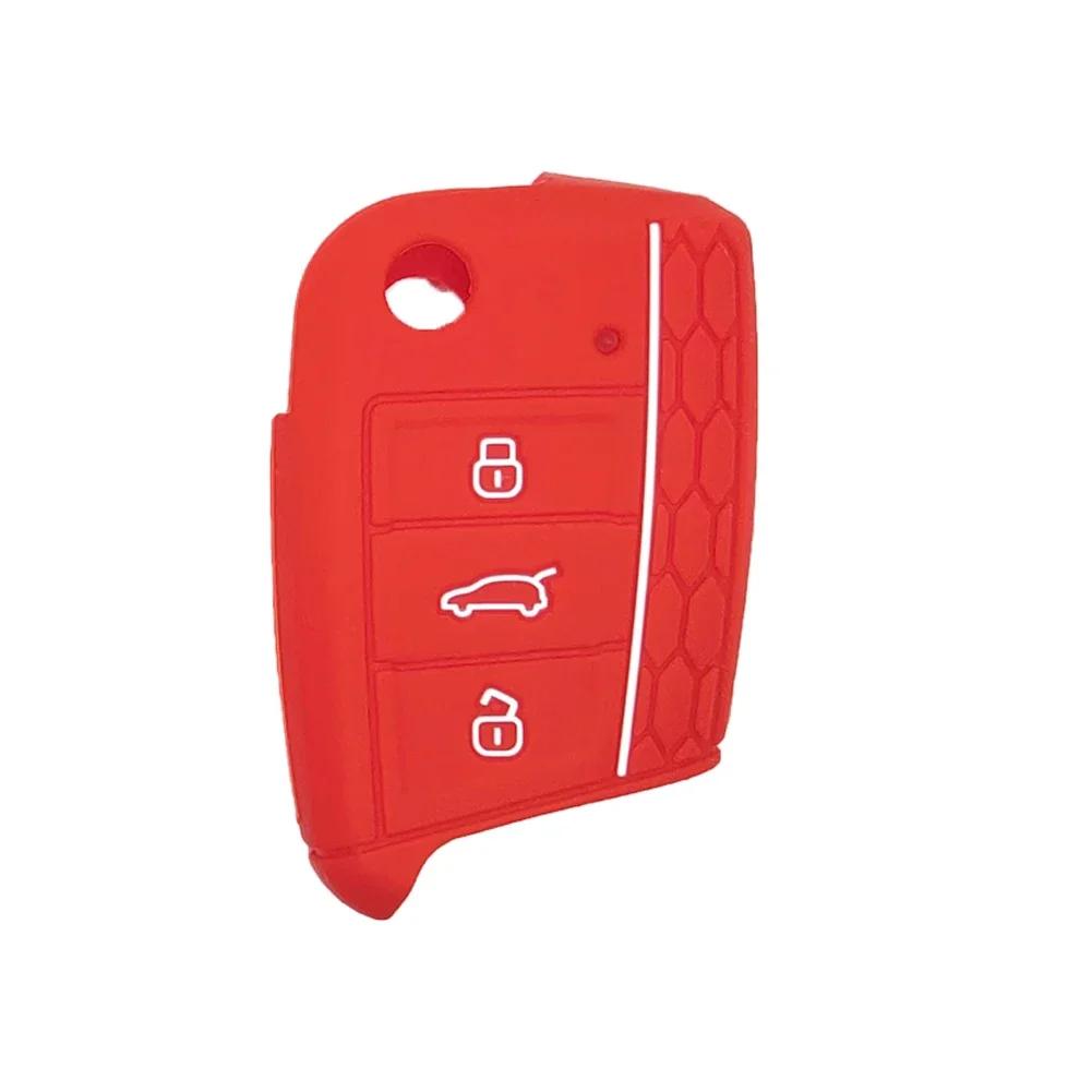 Car Key Cover Case Silicone Shell For VW Golf 7 MK7 VII Tiguan Polo Skoda Octavia A7 Kodiaq Seat Ateca Leon 3 Button