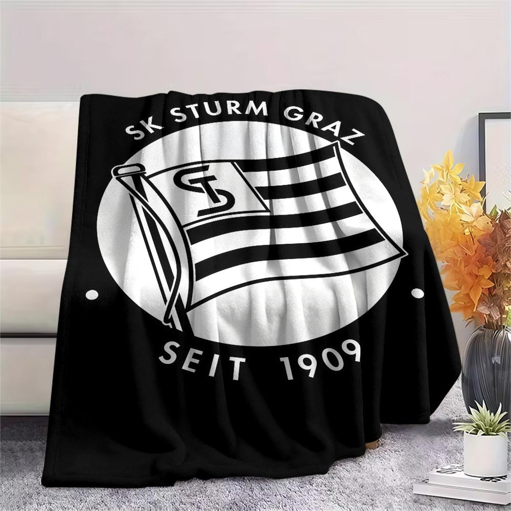 Logo SK Sturm Graz Plaid in Flanella, Alta qualità Confortevole per Tutte le Stagioni, Arredamento per la Casa, Calore e Comfort