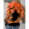 Halloween Women's Fashion Round Neck Patterned Long Sleeve Casual T-Shirt