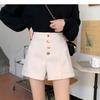 High-Waisted Black A-Line Wide-Leg Shorts - Summer 2024 Korean-Style Fashion for Girls