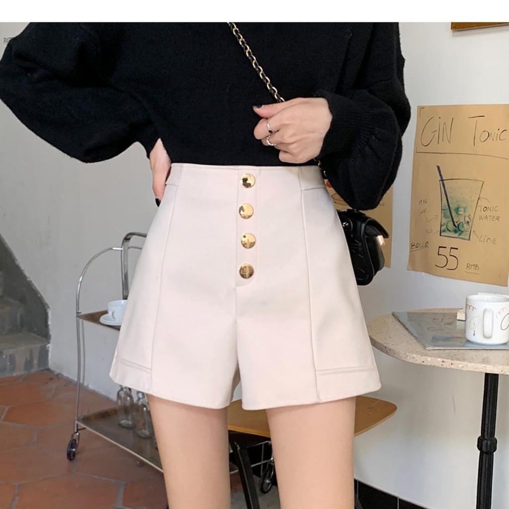 High-Waisted Black A-Line Wide-Leg Shorts - Summer 2024 Korean-Style Fashion for Girls
