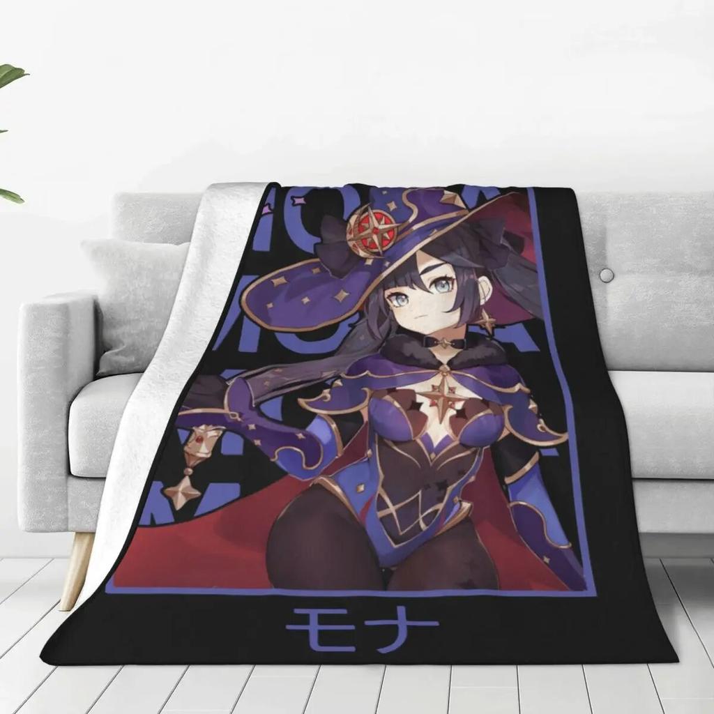 Koce polarowe Mona Genshin Impact Anime Game Niestandardowe koce do rzucania dla domu 125 * 100 cm