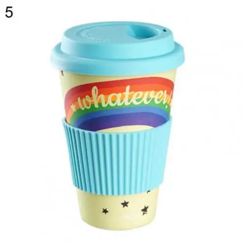 470ml Kaffeetasse Abziehbild Design Isolierung Tragbar Bambusfaser Abbaubar Wasserbecher für Reise Zuhause Büro Trinkgeschirr 401-500ml