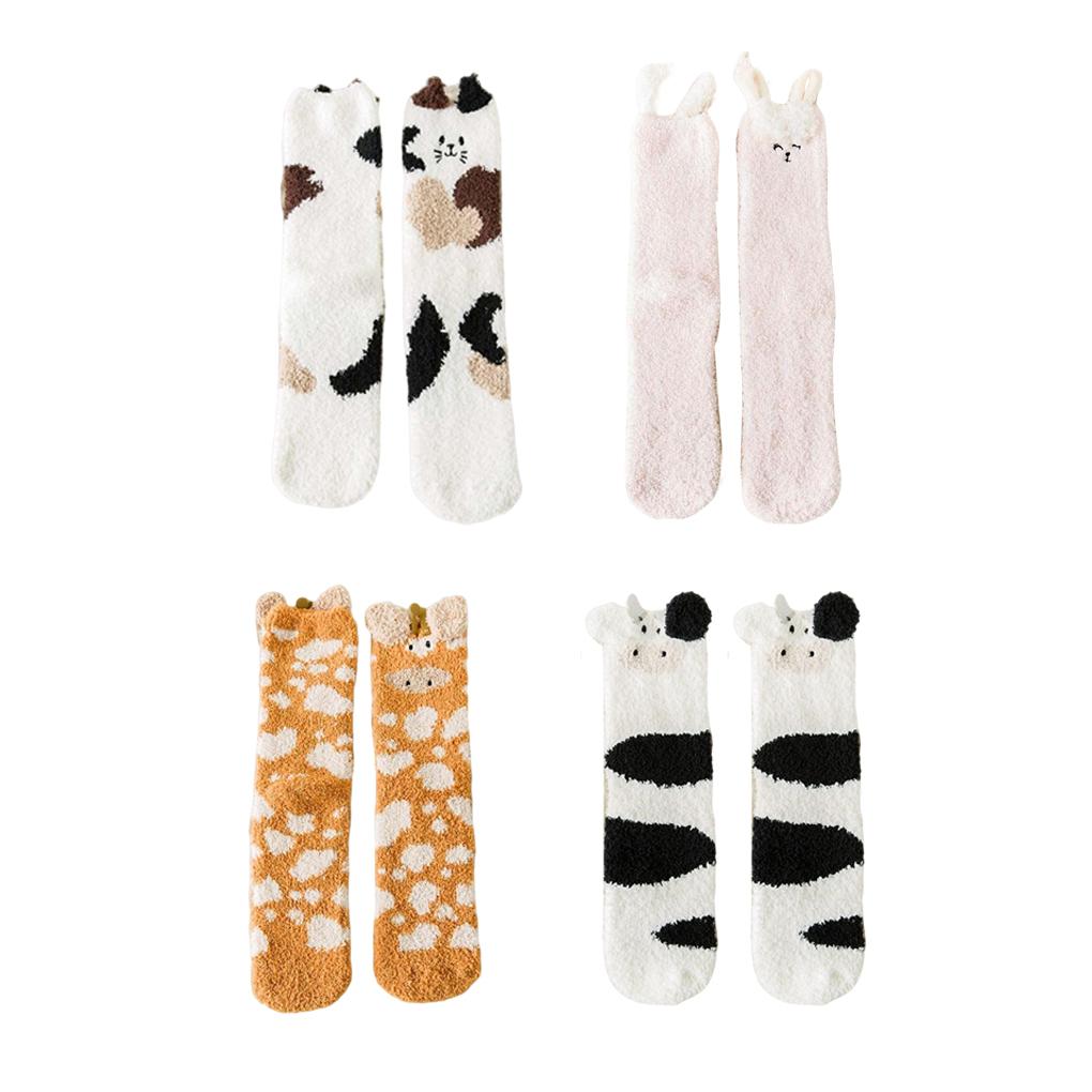 1 Pair Slipper Socks Cute Cartoon Animal Cozy Washable Reusable Winter Autumn Sleeping Warm Sock Footwear for Female