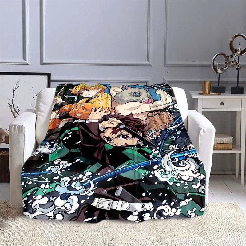 Anime Demon Slayer Decke, superweich, warm, Flanell-Überwurf, Picknickdecke, Decken für Betten, Picknickdecke