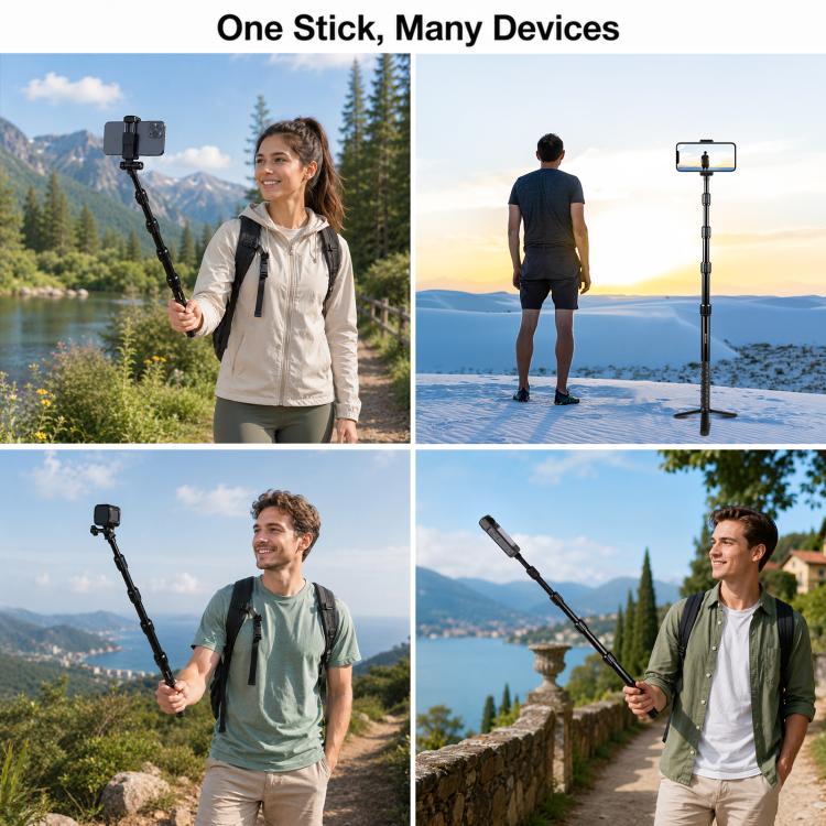 1.5m Aluminum Alloy Invisible Selfie Stick